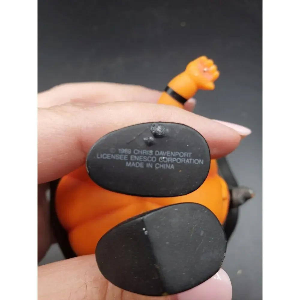 Vintage Chris Davenport Pumpkin Ornament Halloween Figure 1989 Enesco Witch 5”